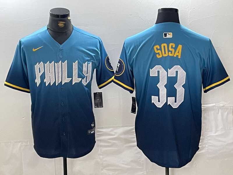Men%27s Philadelphia Phillies #33 Edmundo Sosa Blue 2024 City Connect Limited Stitched Jersey